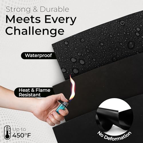 Exactly Rubber - Commercial Grade Silicone Sheet, 60A Durometer Silicone Mat, -80 to 450°F Temperature Resistant Rubber Mat, Rubber Sheet with 350% Elongation, Made in the USA, 1/16 x 9" x 12", Black - color: Black, size: 1/16 x 9 x 12