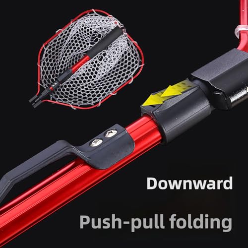 Foldable Telescopic Fish nets Fishing net Rubber Coated Shrimp net Suitable for Freshwater Salt Water with Soft EVA Foam Handle - size: 47", style: Silicone Mesh