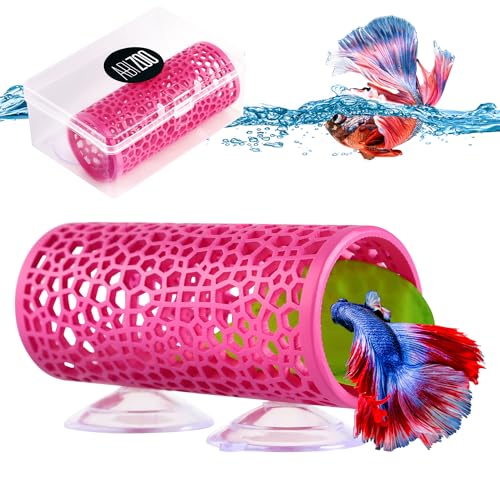 Abizoo Betta Fish Pink Tunnel Hideout for Aquarium Decoration Durable Hollow Design Easy to Clean Smooth Finish Enhances Habitat Comfort Fish Tank Accessory for Shrimp Guppies