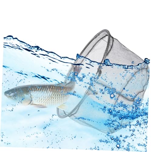 IMIKEYA 4pcs Foldable Fishing Net Heads Stainless Steel Replacement Mesh Deep Round Landing Nets for Freshwater and Saltwater Anglers