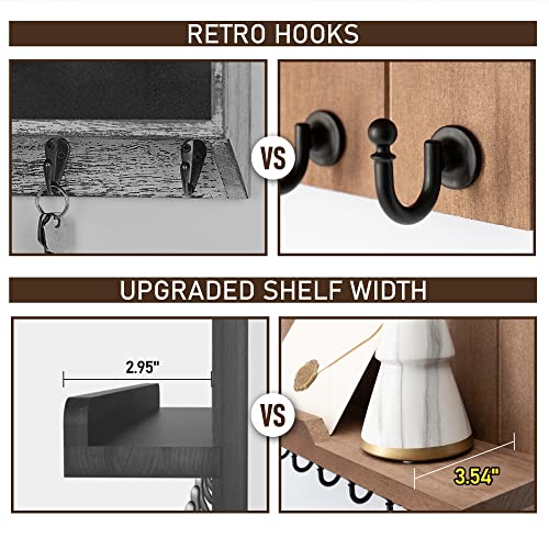 Rebee Vision Key Holder Wall Mount with Shelf for Entryway, Retro Brown - color: Brown, size: 15 inches