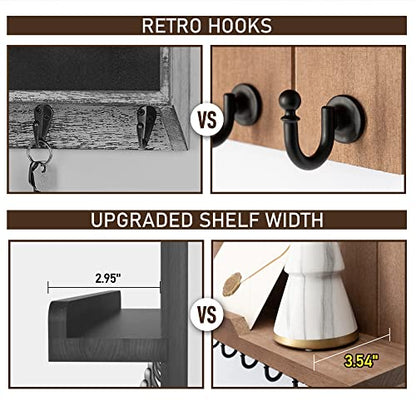 Rebee Vision Key Holder Wall Mount with Shelf for Entryway, Retro Brown - color: Brown, size: 15 inches