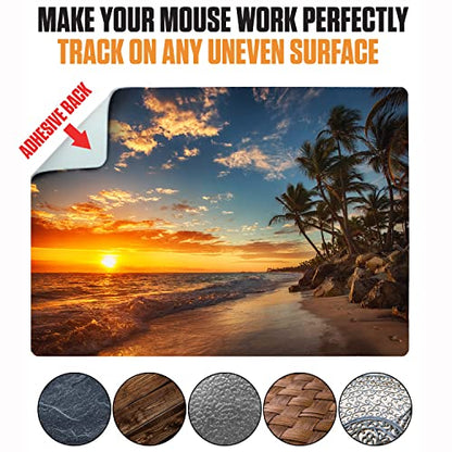 Adhesive Mouse Pad - Peel and Sticks to Any Surface - Travel Mouse Pad, Sticky for Any Surface - Excellent Tracking - Beach Sunset - color: BEACH - SUNSET