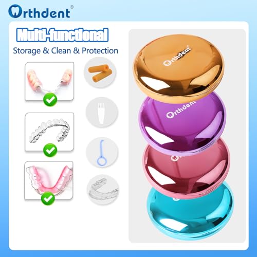 Fashion Solid Orthodontic Aligner and Retainer Case with Inside Mirror, Special Magnetic Closure +1 Pcs Aligner Remover Hook +1Pcs Brush (Blue) - color: Blue