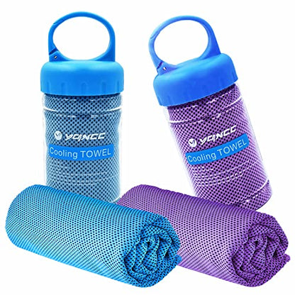 YQXCC 2 Pack Cooling Towels (47"x12"), Ice Cool Towel for Neck & Face - color: Light Blue/Purple