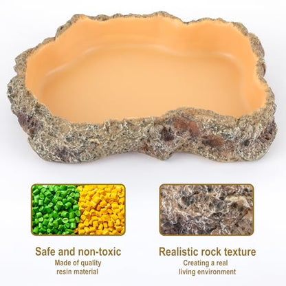 Reptile Food Dish, Terrarium Water Bowl, Feeding Bowl for Reptile Amphibian Pets - size: X-Small