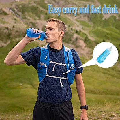 AXEN Soft Flask TPU Foldable Running Hydration Flask, Soft Collapsible Water Bottle for Hydration Pack Cycling Marathon Running Hiking - color: Blue-150ml