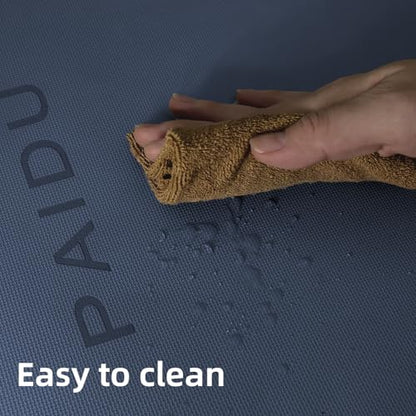 PAIDU POE Yoga Mat （10mm）Extra Thick Fitness Mat 72"x24" with Carry Strap | Non-slip, tear-resistant and suitable for all ages, perfect for yoga, Pilates, home gym and full-body workouts. - color: Navy blue & Black