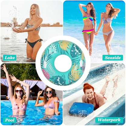 MoKo Pool Floats Adults with Handles, Inflatable Swimming Pool Float Large Fun Print Pool Tube Raft Water Toys Floaties for Adults Swim Ring for Summer Beach, Colorful