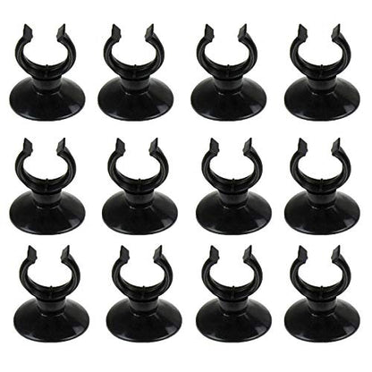 AQUANEAT 12 Pack Aquarium Suction Cup Clip Black, for Aquarium Heater, Tubing Hose, Plant, Decoration, Fish Tank (Black 3/4") - size: 3/4"