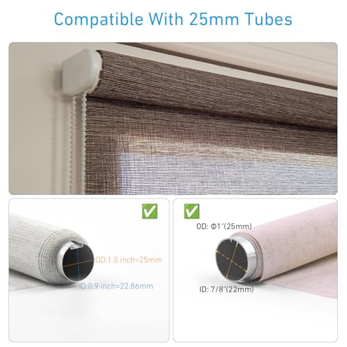 HUIYEETEX 25mm Metal Bracket Upgrade Roller Blind Fittings Spare Kit, Window Shade Repiar Kit Complete with Metal Brackets & End Plug, Shade Weight Max Load 6.6 LBS (3 KGS) - style: 25mm Metal Bracket