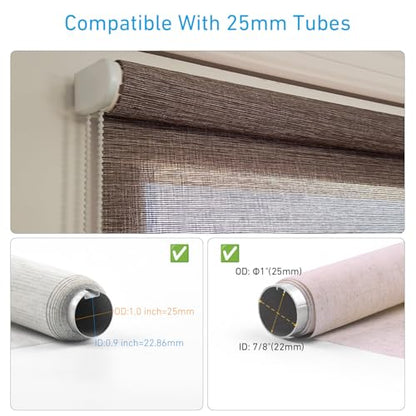 HUIYEETEX 25mm Metal Bracket Upgrade Roller Blind Fittings Spare Kit, Window Shade Repiar Kit Complete with Metal Brackets & End Plug, Shade Weight Max Load 6.6 LBS (3 KGS) - style: 25mm Metal Bracket