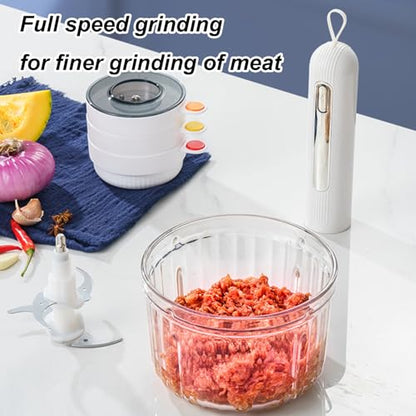 Petyoung Glass Food Processor, Small Food Processor with 2 Blades and 4 Bowls(1500ml/8 Cup + 3×150ml/3x0.5 Cup), Cordless Electric Meat Grinder for Meal Prep Baby Food Sauces