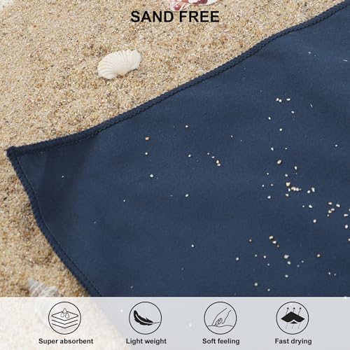 Rainleaf Microfiber Towel Quick Dry Camping & Travel & Gym Towel. Compact - color: Navy Blue, size: 32.00" x 16.00"