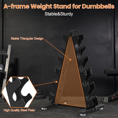 TomCare 6-Tier|5-Tier|4-Tier|2-Tier Dumbbell Rack Stand Only for Home Gym - color: Black, size: 5 Tier