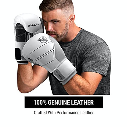 Hayabusa S4 Leather Boxing Gloves | 12oz Boxing Gloves, Muay Thai Gloves, Kickboxing Gloves, Leather Training Gloves, Men and Women, 16oz Boxing Gloves - color: White, size: 14 oz