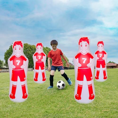 ZHUYNXIR Inflatable Soccer Dummy, Soccer Training Equipment, Inflatable Dummy Goalkeepr Air Mannequin Free Kick Wall Goalkeeper Defender Training for Children Adults - color: 120 dummy-Red