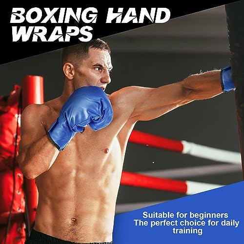 Kanayu 14 Pcs Boxing Gloves and Headgear Set for Beginners Youth 16 Ounce Boxing Gloves Headgear Helmet Hand Wraps Mouth Guards Equipment for Beginners Training Equipment Gifts - color: Black, Blue