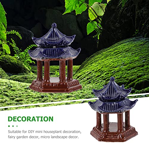 balacoo Ceramic Pavilion Aquarium Decor 3.93In Mini Pagoda Fish Tank Ornament for Aquatic Landscaping and Zen Garden Aquarium Decoration