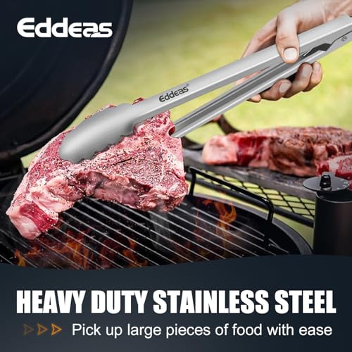 Tongs For Cooking - All Metal Heat Resistant 600 Degrees Kitchen Tongs, Stainless Steel Locking Tongs, For Food,Salad, BBQ, Grill, Dishwasher, Set of 3-7",9" & 12 inch