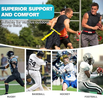 TUOY Adult Rib Chest Protector, New Version - Padded 5 Pads Baseball Football Lacrosse Rib Heart Sternum Guard - color: RY-Black, size: XX-Large