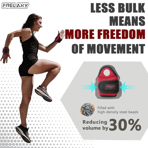 Frelaxy Wrist Weights with Thumb Loops for Men Women (Pair) - color: Red, size: 3 lbs x 2