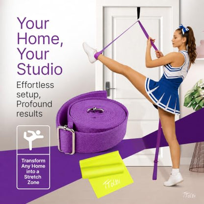 Leg Stretcher Strap with Door Anchor and Resistance Band, Splits Trainer - color: Royal Purple