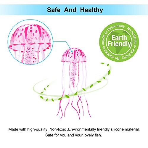 Aquarium Artificial Glowing Jellyfish Fish Tank Ornament Aquarium Silicone Decoration, 6 Pack, 1 Yr Warranty