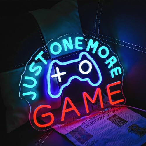 Just One More Game Neon Sign for Gaming Room, USB Powered Gamer Neon Light, Colorful Game LED Light Up Sign for Bedroom, Party, Man Cave,Club, Bar - style: Game