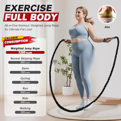 HPYGN Jump Rope, Weighted Jump Rope for Men women, 2.8lb 3.8lb 5lb Heavy Skipping Rope for Exercise, Adult Jumpropes for Home Workout, Improve Strength and Building Muscle,Total Body Workout Equipment - style: 5lb