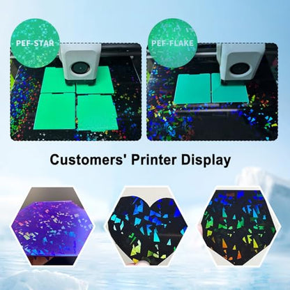 PEF+PEY Build Plate for Adventurer AD5X/5M/5M Pro, Rainbow Confetti +Galaxy Spring Steel Flexible Platform for Neptune 3 Pro/4, Kobra, Ender 3/3 Pro/3S1/3 v2, CR 20/CR 20 Pro, Ender 5/5 Pro - size: 235x235mm