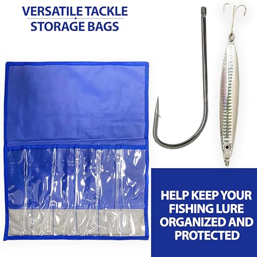 6-Pocket Lure Bag 2 Pcs Blue, for Saltwater & Freshwater Tackle Storage, Includes Multi-Compartment Organizer, Ideal for Offshore Fishing & Traveling Anglers