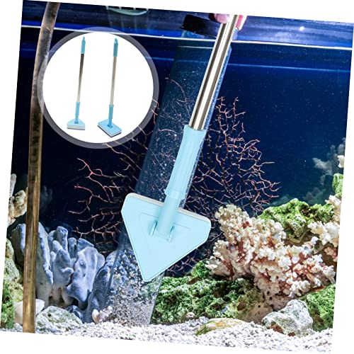 2 Pcs Cleaning Brush Fish Tank Scrubbing Upholstery Cleaner Bucket Dryer Vent Grout Cleaner Sponges Aquarium Tools Fish Net Cleaner Brush with Long Handle Blue
