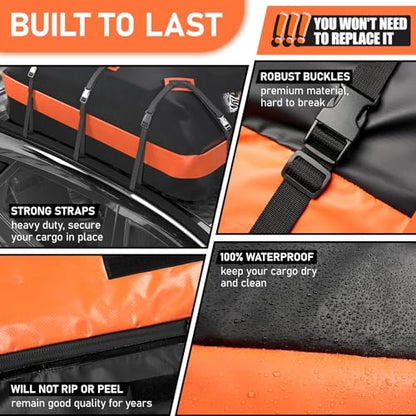Asinking Car Rooftop Cargo Carrier Bag 21 Cubic feet Waterproof Car Roof Top Bag for All Cars with/Without Rack, Includes Anti-Slip Mat, 10 Reinforced Straps, 6 Door Hooks, Luggage Lock - size: 21 Cubic Feet