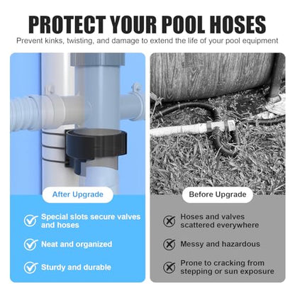 Nirvany Swimming Pool Plunger Valve Bracket, Pool Hose Holder & Pool Intake Hose Bracket, Anti-Slip Pool Valve Support, Pool Pipe Holder Compatible with Most Brands