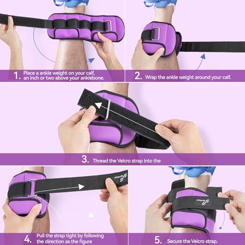 Sportneer Adjustable Ankle Weights with Removable Weights, Easy to Adjust - color: Purple