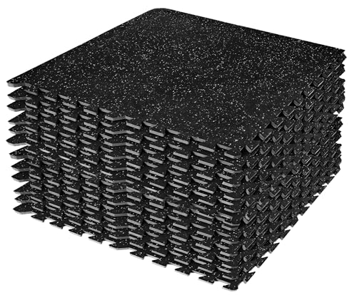 Sivan Fitness 1/2" Thick Rubber Top High-Density EVA Foam Gym Flooring for Home Gym - 48 Sq Ft Exercise Mat Tiles for Workout, Yoga, MMA, Heavy Exercise Equipment Mat - 12 Interlocking Gym Floor Mat - color: Black, style: 12 Tiles (48 sq. ft.)