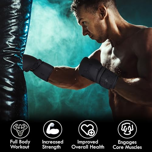 Bella Boxing Gloves - Pro Training & Sparring Gloves, Maya Hide Leather, Men Women Adult, Muay Thai MMA Kickboxing Workout, Heavy Punching Bag & Focus Mitts, Multi Layer Padding, Ventilated Palm - color: Black, size: 10oz