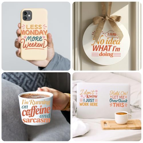 Peacoblue 18 Sheets Rub on Transfers for Crafts, Funny Words 3.6"x3.9" UV DTF Cup Wraps Waterproof Rub on Cold Transfers Stickers for Wood Glass Metal Cup Tumblers Mirrors Mugs Home Decor - style: Funny Words