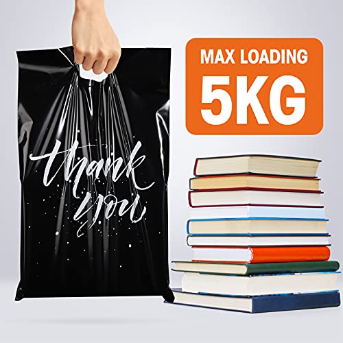 Metronic Thank You Poly Mailers 14.5x19 50 Pcs, Easy to Carry Shipping Bags with Handle, Self Seal Mailers Poly Bags for Small Business Packing and Shipping, Large Package Bags Mailing Bags, Black - color: Black, size: 14.5X19" 50PC