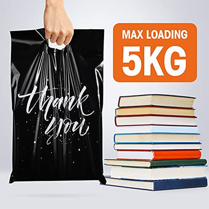 Metronic Thank You Poly Mailers 14.5x19 50 Pcs, Easy to Carry Shipping Bags with Handle, Self Seal Mailers Poly Bags for Small Business Packing and Shipping, Large Package Bags Mailing Bags, Black - color: Black, size: 14.5X19" 50PC
