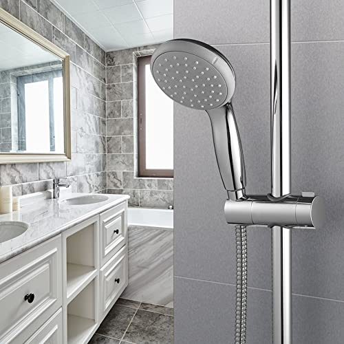 OFFO Shower Head Holder for Slide Bar Adjustable 0.71-1.00 in(18-25 mm) O.D, Adjustable Holder for Slide Bar Slider Clamp Bathroom Replacement, 360 Degree Rotation Sprayer Holder, Chrome Plated