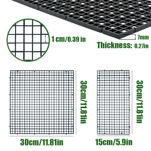 LINLAN Fish Tank Anti-Jump Set, Aquarium Lid, 8 Pieces Plastic Grid with 6 Brackets and 20 Cable Ties, Cover for Rimless Aquarium