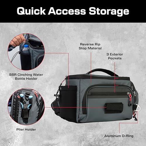 Evolution Fishing Largemouth 3.0 Sling Pack - Grey, 3600, Tackle Storage Shoulder Bag, Includes Deep Quiklatch Tackle Tray, Plier Holster, Heavy Duty Sling Pack