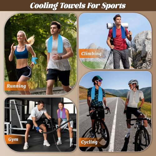 4 Pack Cooling Towels, Soft Breathable Cooling Towels for Neck and Face - color: Light Blue/Royal Blue/Purple/Grey