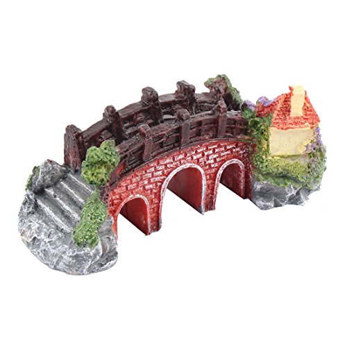 Ruilogod Resin Aquarium Fishbowl 3 Holes Arch Bridge Shaped Emulational Ornament Landscape Colorful (id: 809 401 543 f50 6c2