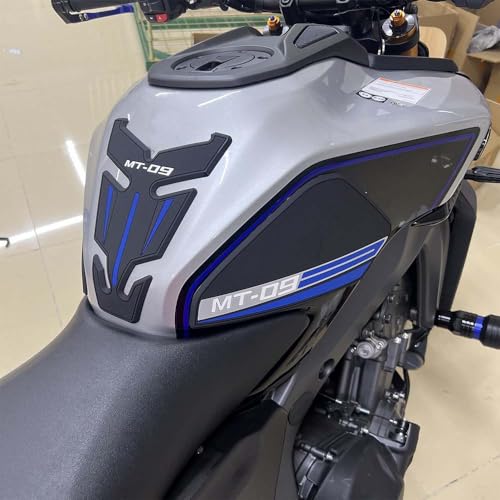 Motorcycle Fuel Tank Rubber Protection Pads for Yamaha MT-09 MT-09 SP 2025 - Anti-Slip Scratch Resistant Tank Traction Grips Sticker Decals (B) - color: 1 red ribbon solid