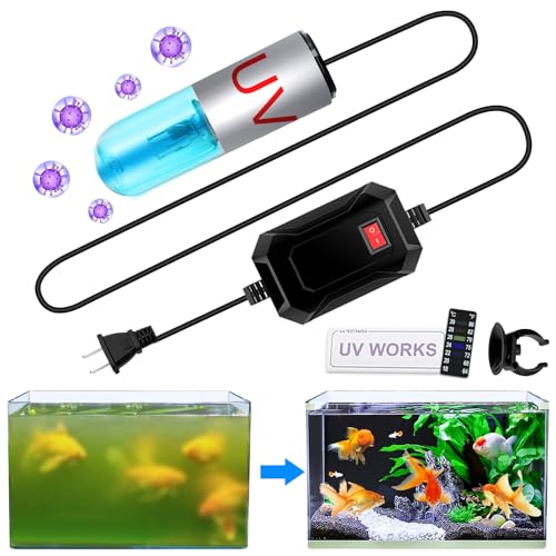 Aquarium Clean Light，3 W mini &13W Submersible Light with UV Test Card,Aquarium Water Clean Green Clear Waterproof Clean Lamp for Pond,Swimming Pool,Indoor (3W MINI)