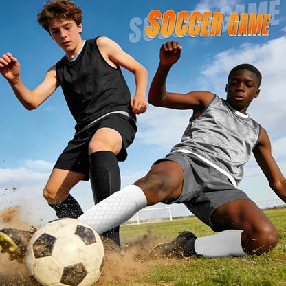 XZQTIVE Soccer Shin Guards Shin Defender for Kids Youth Adult, Ski Shin Guard Calf Compression Sleeve with Honeycomb Shin Pads - color: black, size: X-Small