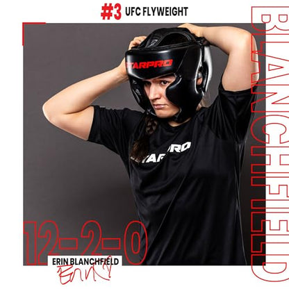 Starpro Black Boxing Headgear for Men Women - Safety Headguard with Padding - Muay Thai MMA Training Sparring Karate